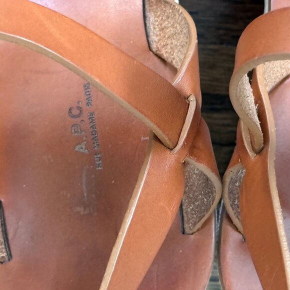 A.P.C. Judith Wedge Sandals in Hazelnut Size 39 - Picture 7 of 8